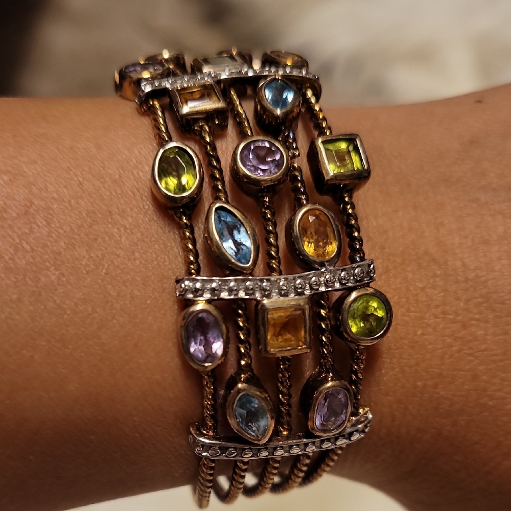 Elegant Multi-Color Gemstone Bracelet 925 Sts Stamped